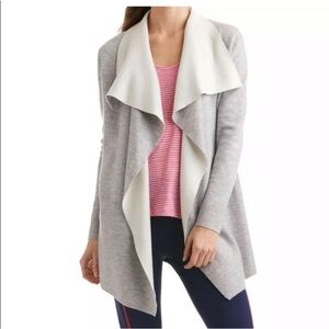 Vineyard Vines Reversible Waterfall Cardigan Grey 100% superfine merino Wool